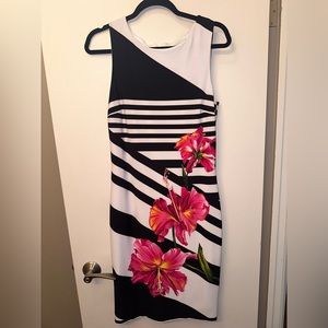 Frank Lyman dress. Size 10. Black/White/Pink.